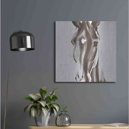 Luxe Metal Art 'Le Cheval Noir Brown' by Alan Majchrowicz, Metal Wall Art,24x24