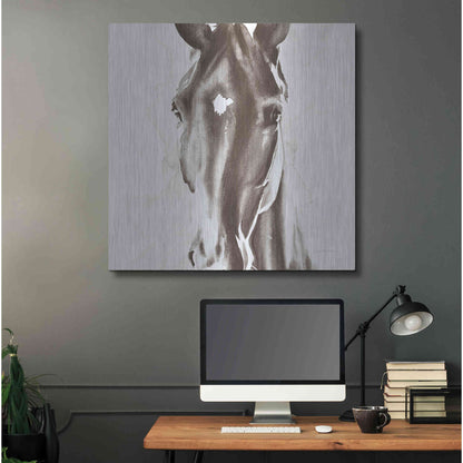 Luxe Metal Art 'Le Cheval Noir Brown' by Alan Majchrowicz, Metal Wall Art,36x36