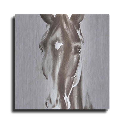 Luxe Metal Art 'Le Cheval Noir Brown' by Alan Majchrowicz, Metal Wall Art