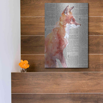 Luxe Metal Art 'Sly As A Fox Newsprint' by Alan Majchrowicz, Metal Wall Art,12x16