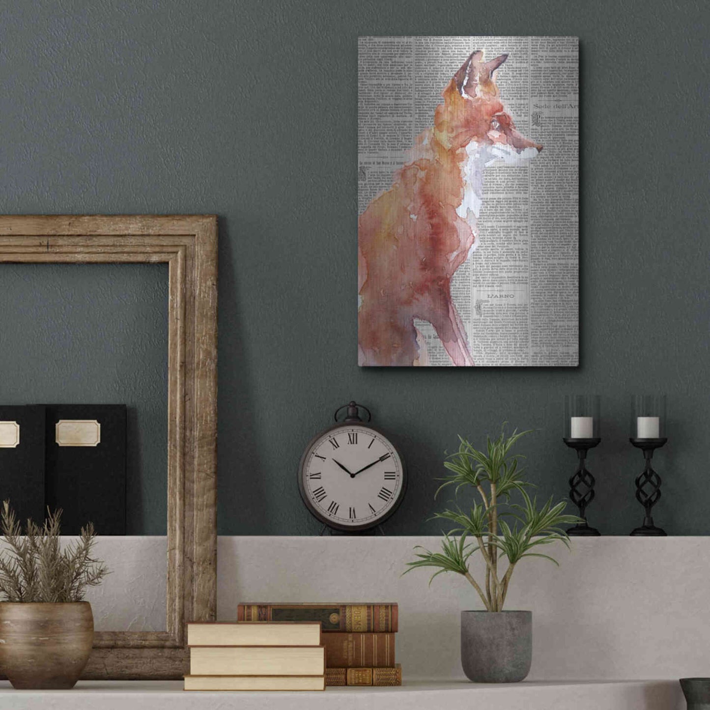 Luxe Metal Art 'Sly As A Fox Newsprint' by Alan Majchrowicz, Metal Wall Art,12x16