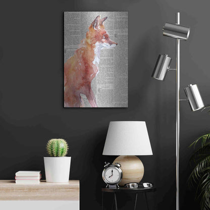 Luxe Metal Art 'Sly As A Fox Newsprint' by Alan Majchrowicz, Metal Wall Art,16x24