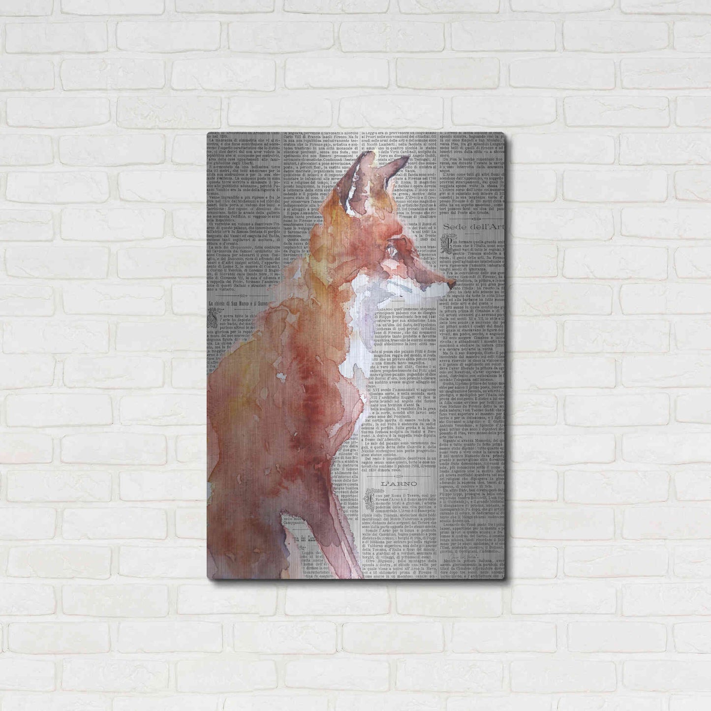 Luxe Metal Art 'Sly As A Fox Newsprint' by Alan Majchrowicz, Metal Wall Art,24x36