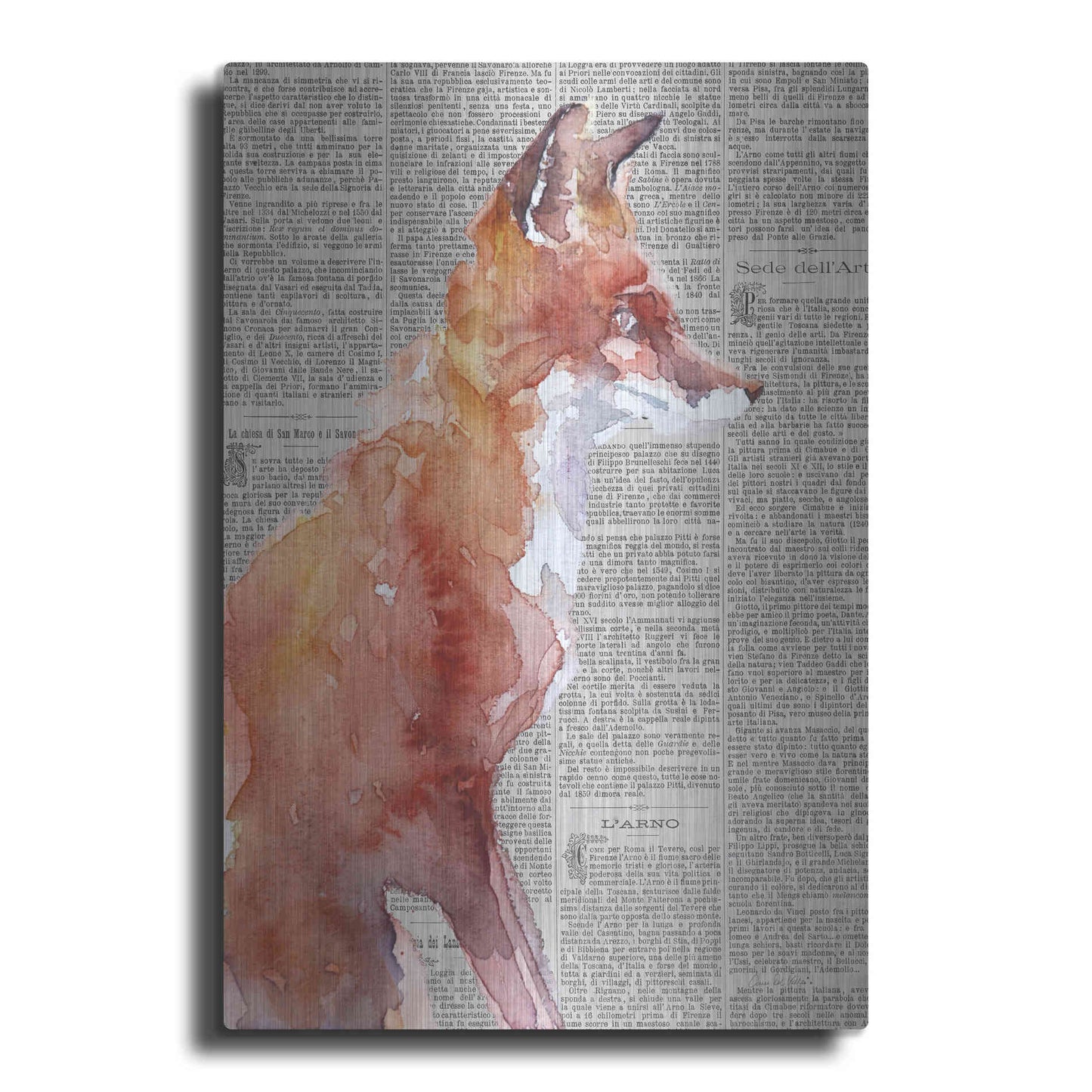 Luxe Metal Art 'Sly As A Fox Newsprint' by Alan Majchrowicz, Metal Wall Art