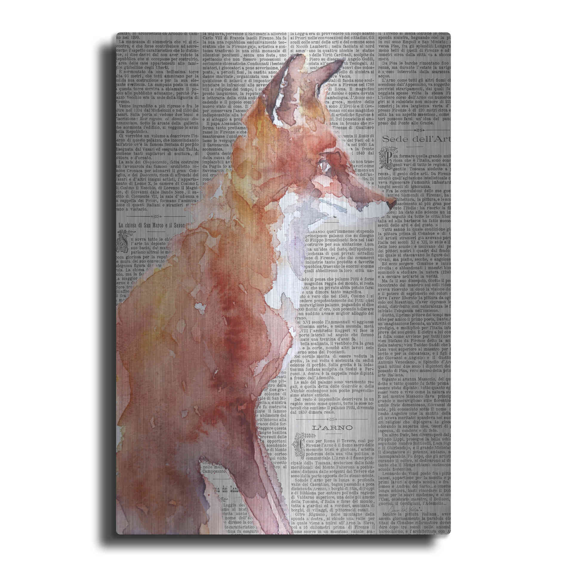 Luxe Metal Art 'Sly As A Fox Newsprint' by Alan Majchrowicz, Metal Wall Art