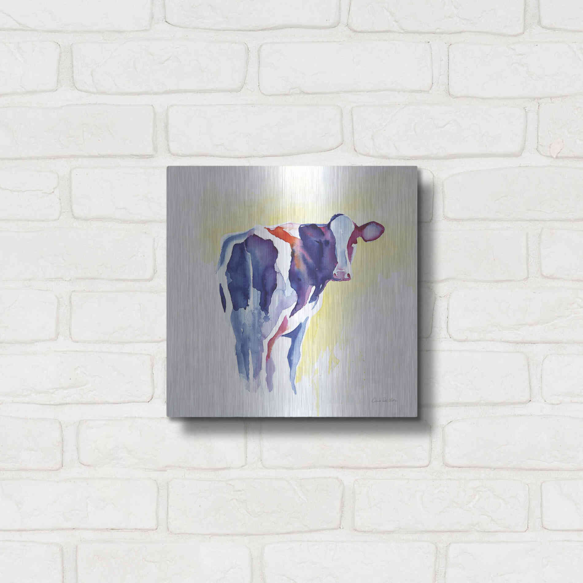 Luxe Metal Art 'Holstein I' by Alan Majchrowicz, Metal Wall Art,12x12