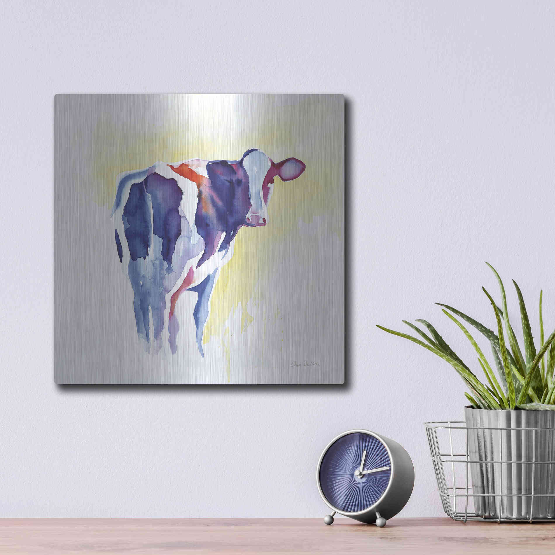 Luxe Metal Art 'Holstein I' by Alan Majchrowicz, Metal Wall Art,12x12