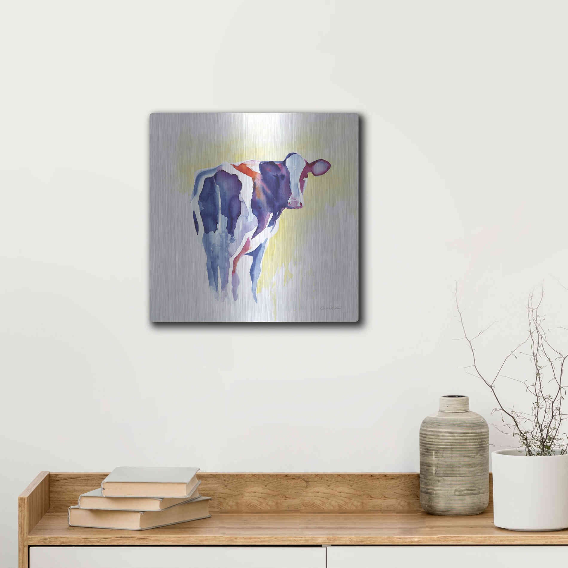 Luxe Metal Art 'Holstein I' by Alan Majchrowicz, Metal Wall Art,12x12