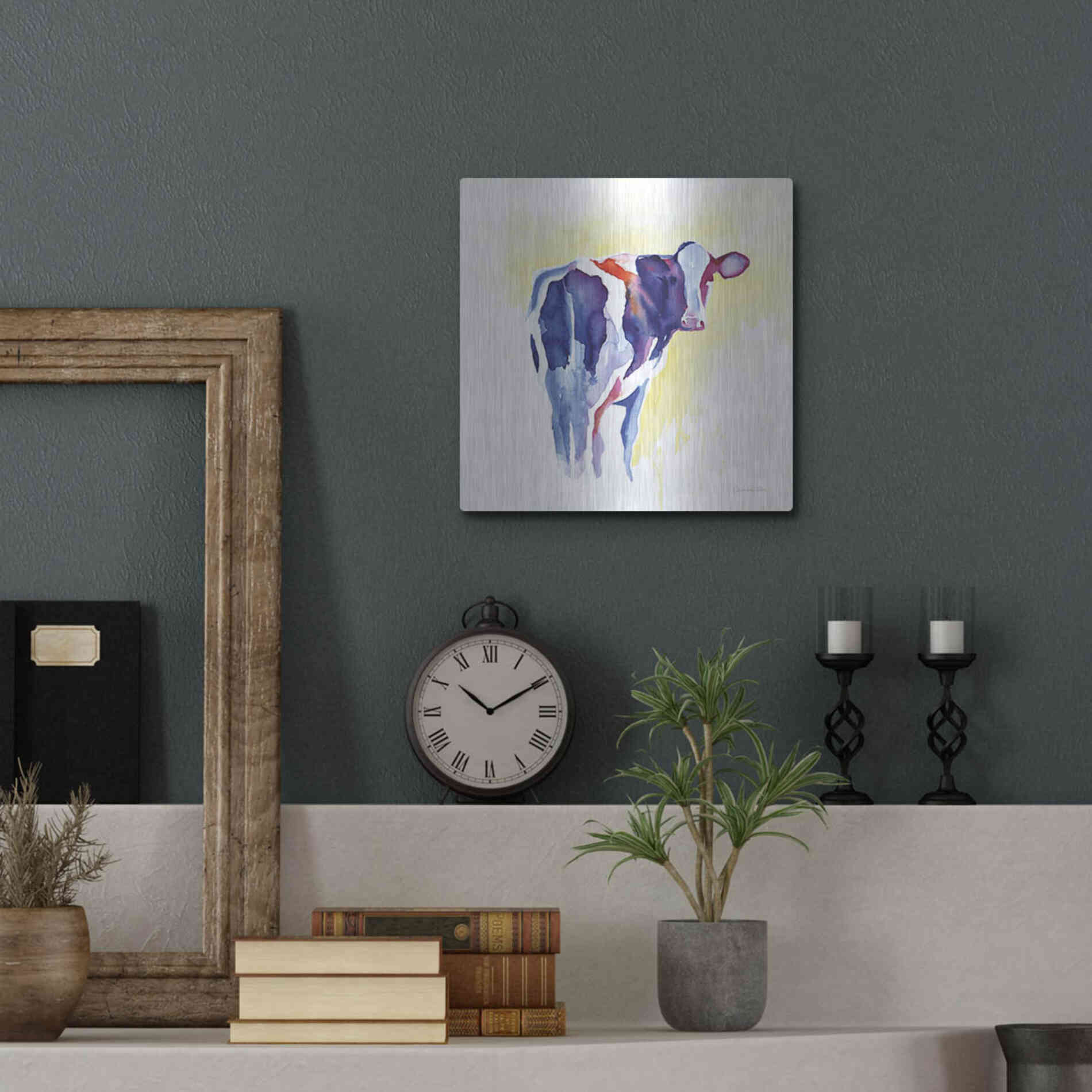 Luxe Metal Art 'Holstein I' by Alan Majchrowicz, Metal Wall Art,12x12