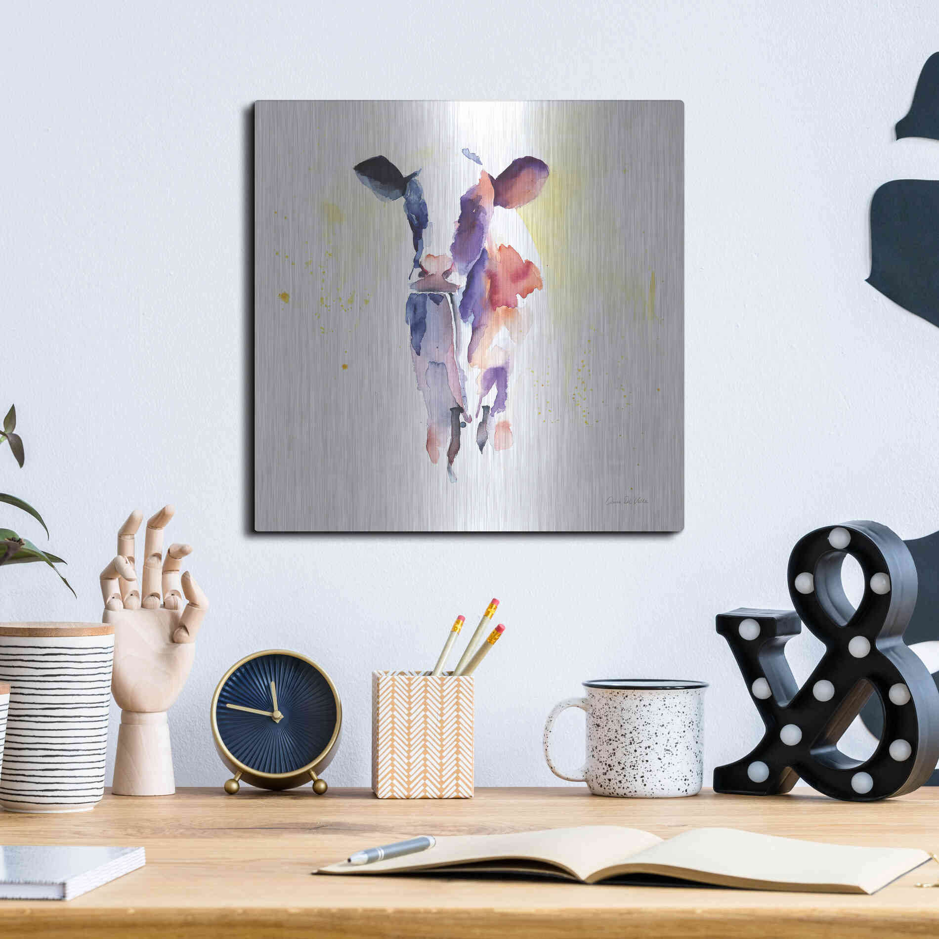 Luxe Metal Art 'Holstein II' by Alan Majchrowicz, Metal Wall Art,12x12