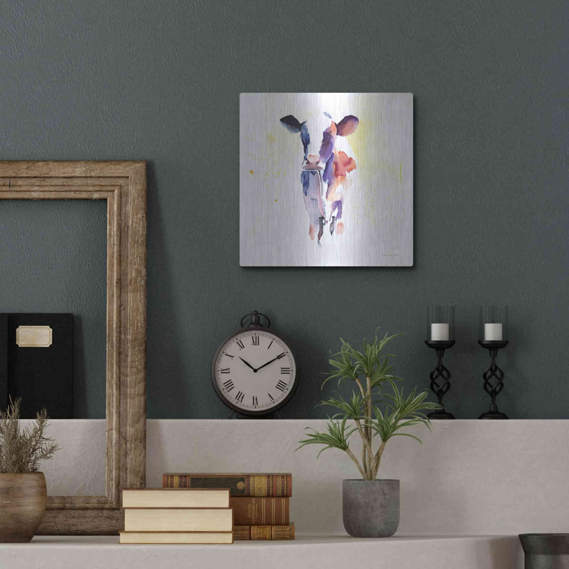 Luxe Metal Art 'Holstein II' by Alan Majchrowicz, Metal Wall Art,12x12