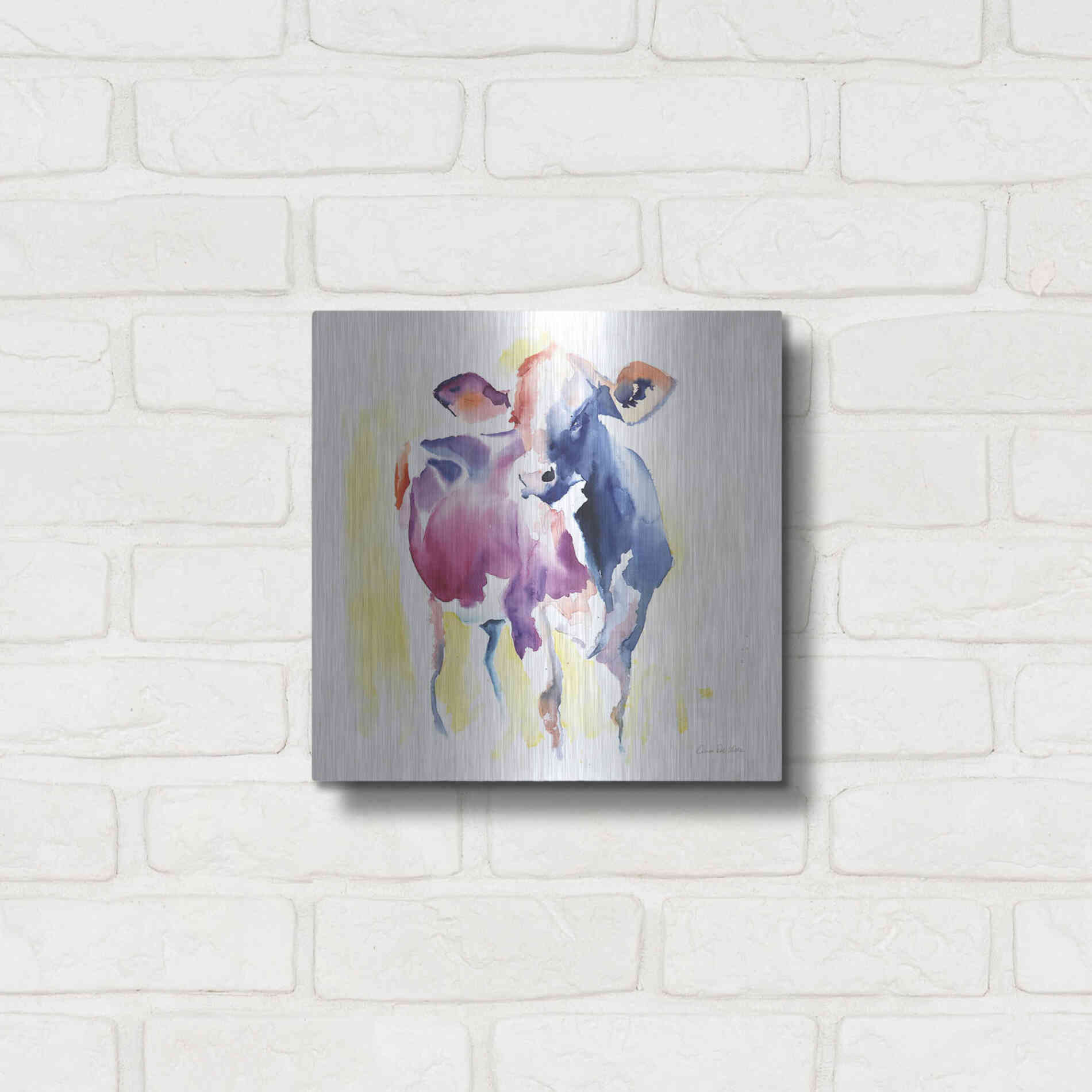 Luxe Metal Art 'Holstein III' by Alan Majchrowicz, Metal Wall Art,12x12