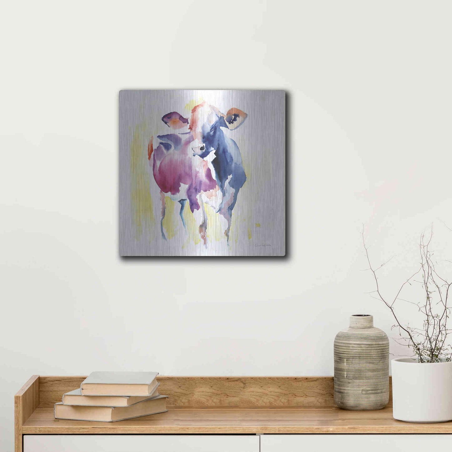 Luxe Metal Art 'Holstein III' by Alan Majchrowicz, Metal Wall Art,12x12