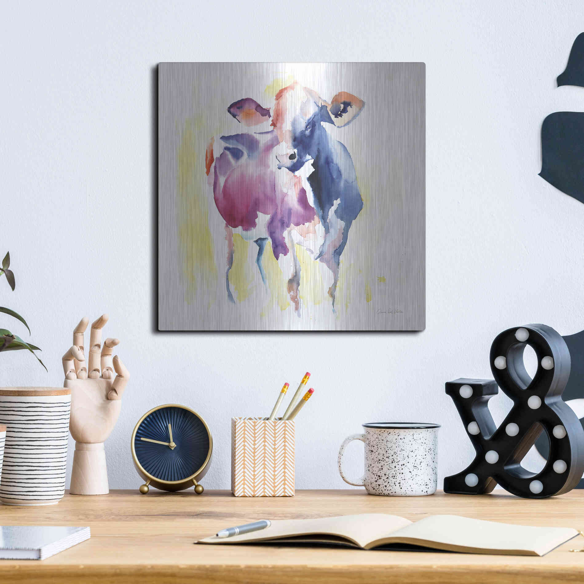 Luxe Metal Art 'Holstein III' by Alan Majchrowicz, Metal Wall Art,12x12