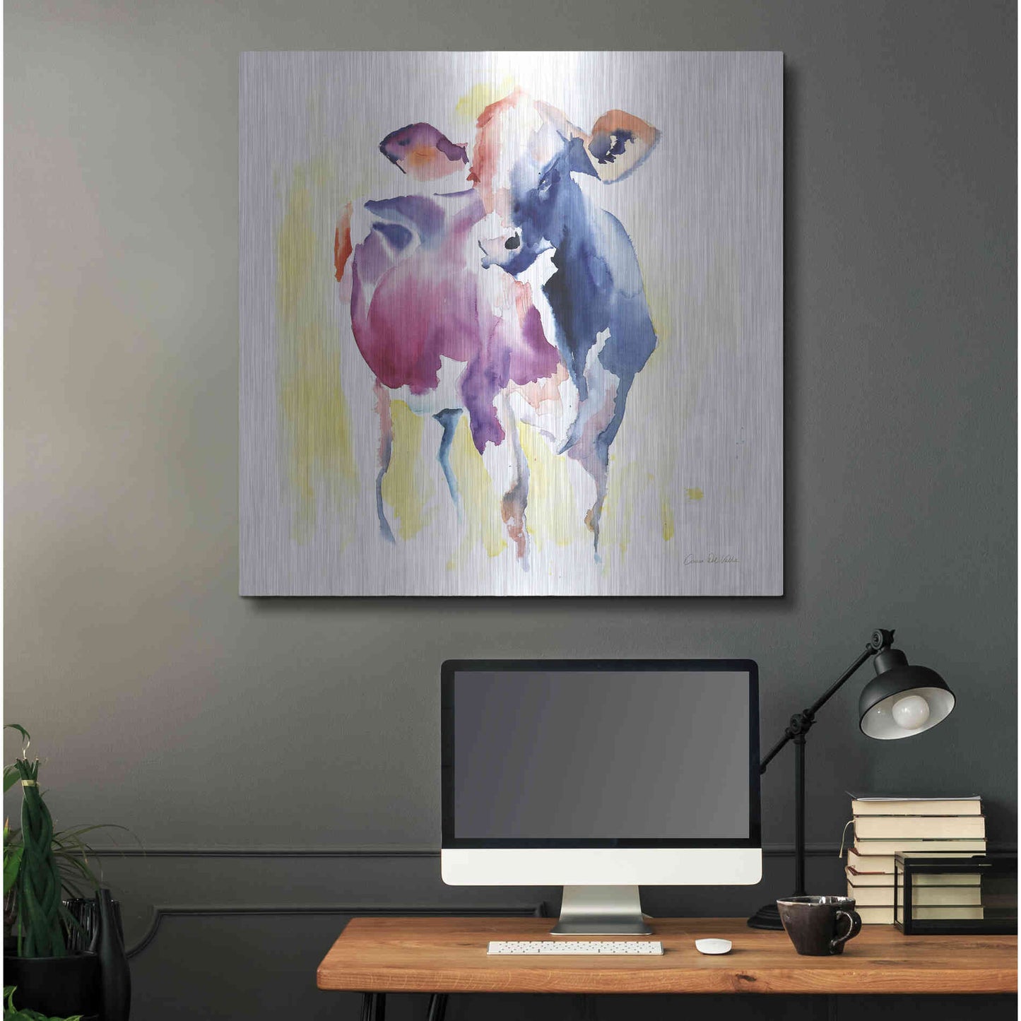 Luxe Metal Art 'Holstein III' by Alan Majchrowicz, Metal Wall Art,36x36