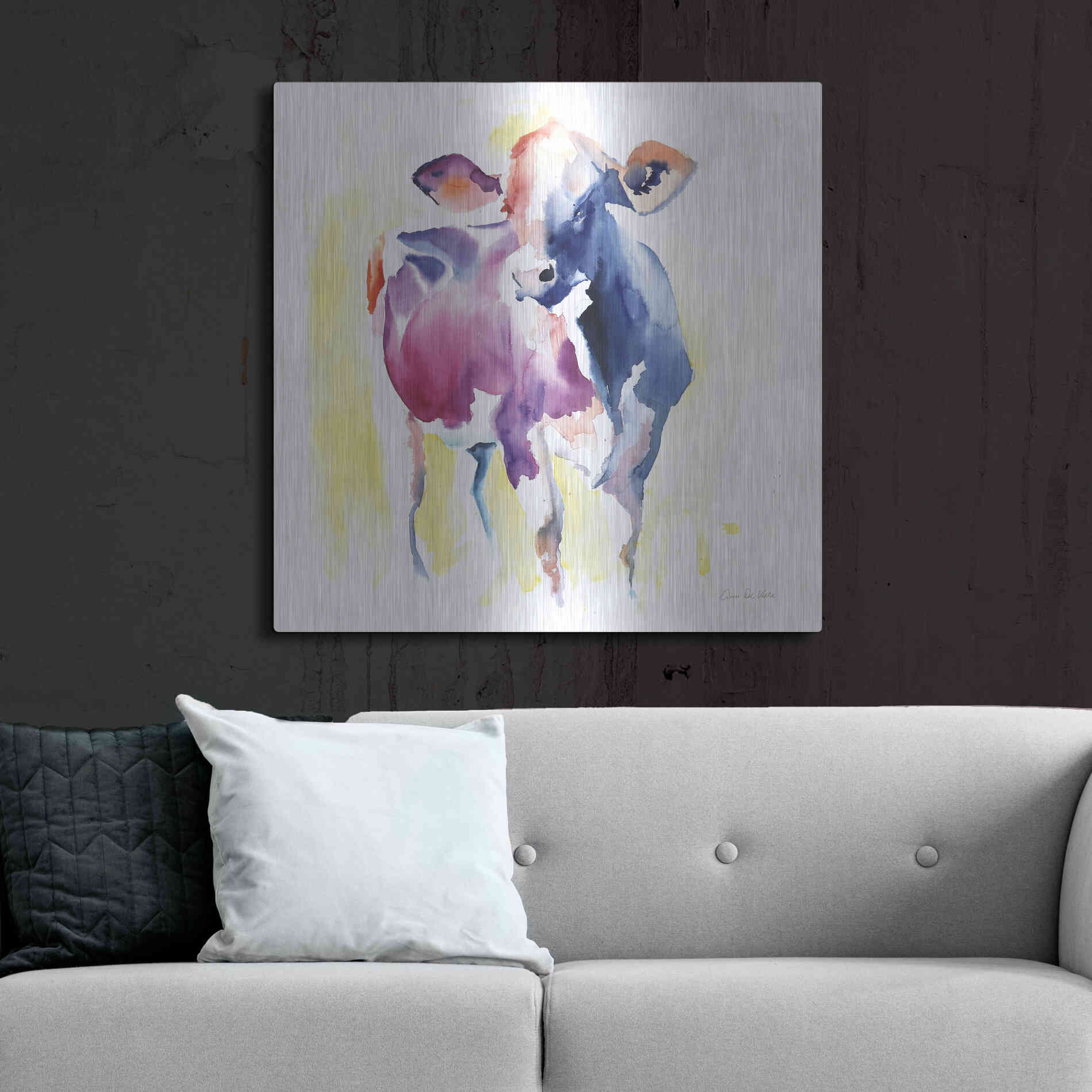 Luxe Metal Art 'Holstein III' by Alan Majchrowicz, Metal Wall Art,36x36