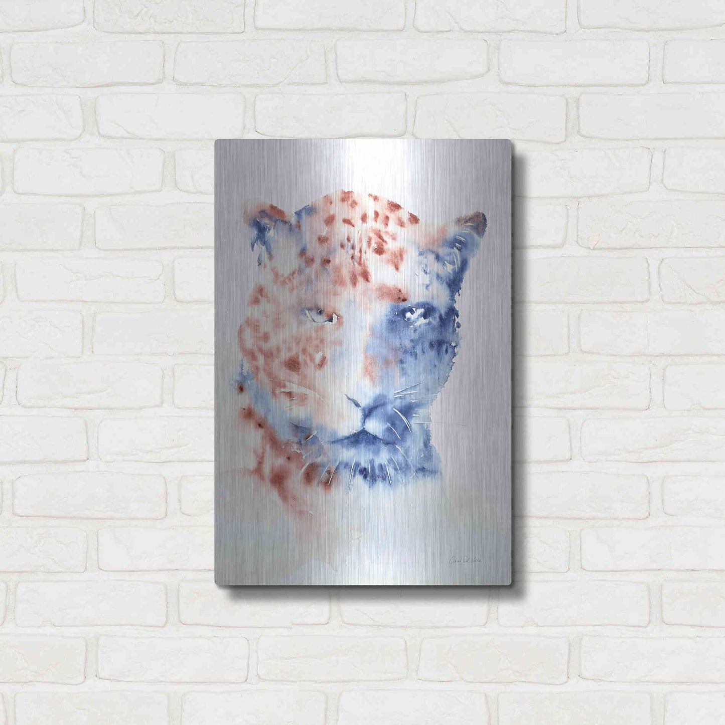 Luxe Metal Art 'Copper And Blue Cheetah' by Alan Majchrowicz, Metal Wall Art,16x24