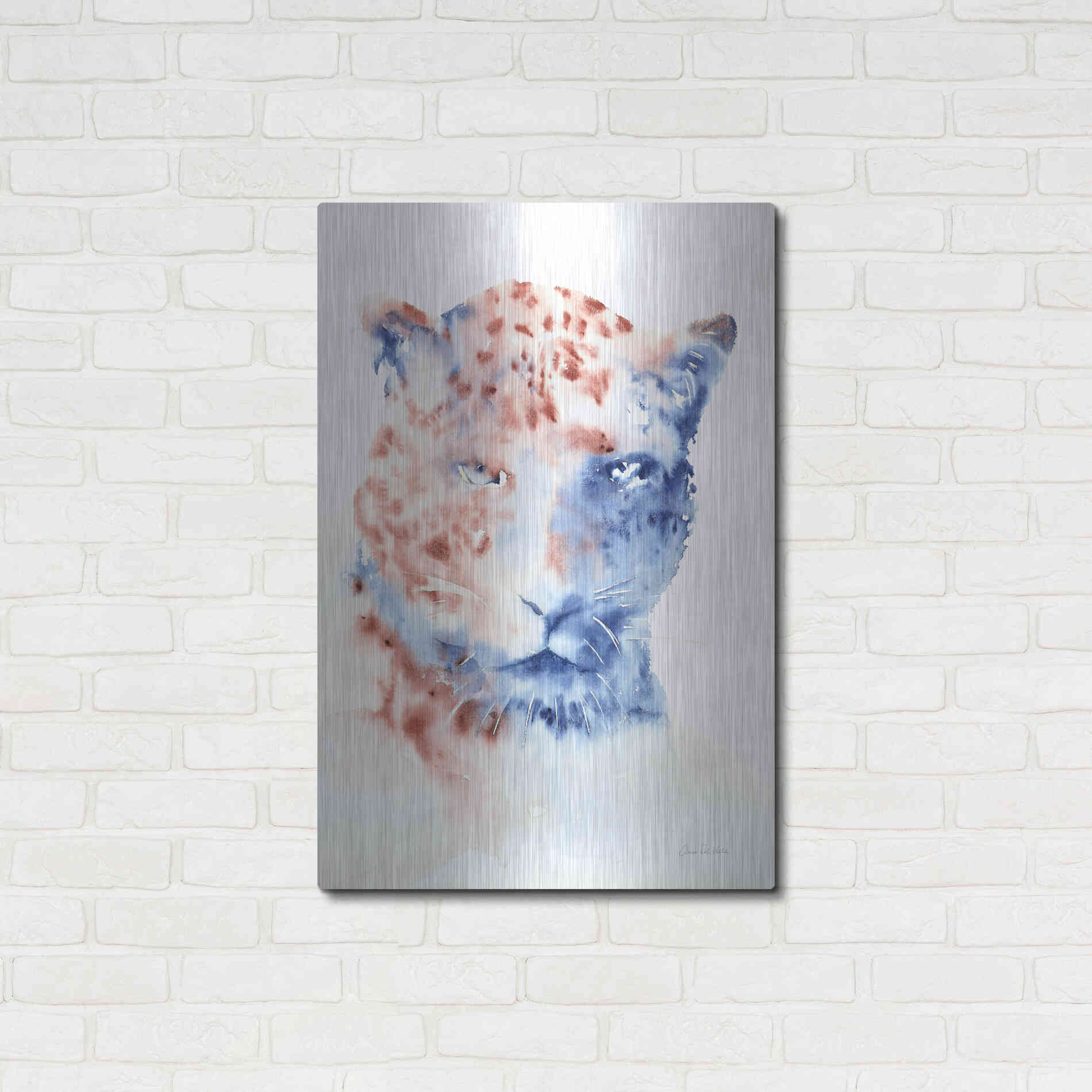 Luxe Metal Art 'Copper And Blue Cheetah' by Alan Majchrowicz, Metal Wall Art,24x36