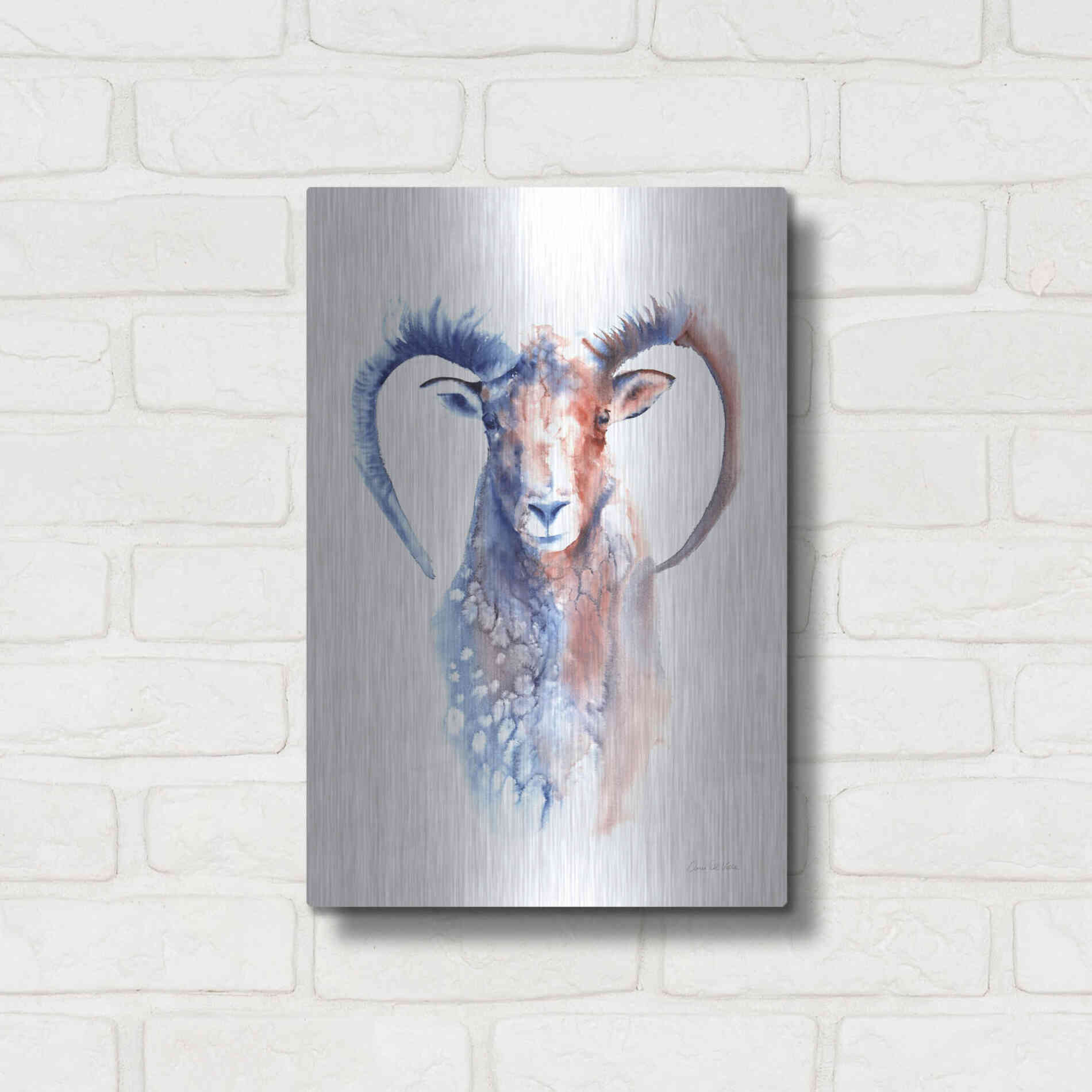 Luxe Metal Art 'Copper And Blue Ram' by Alan Majchrowicz, Metal Wall Art,12x16