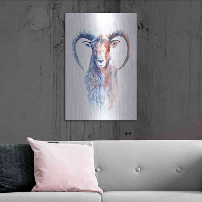 Luxe Metal Art 'Copper And Blue Ram' by Alan Majchrowicz, Metal Wall Art,24x36