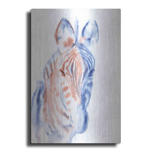 Luxe Metal Art 'Copper And Blue Zebra' by Alan Majchrowicz, Metal Wall Art