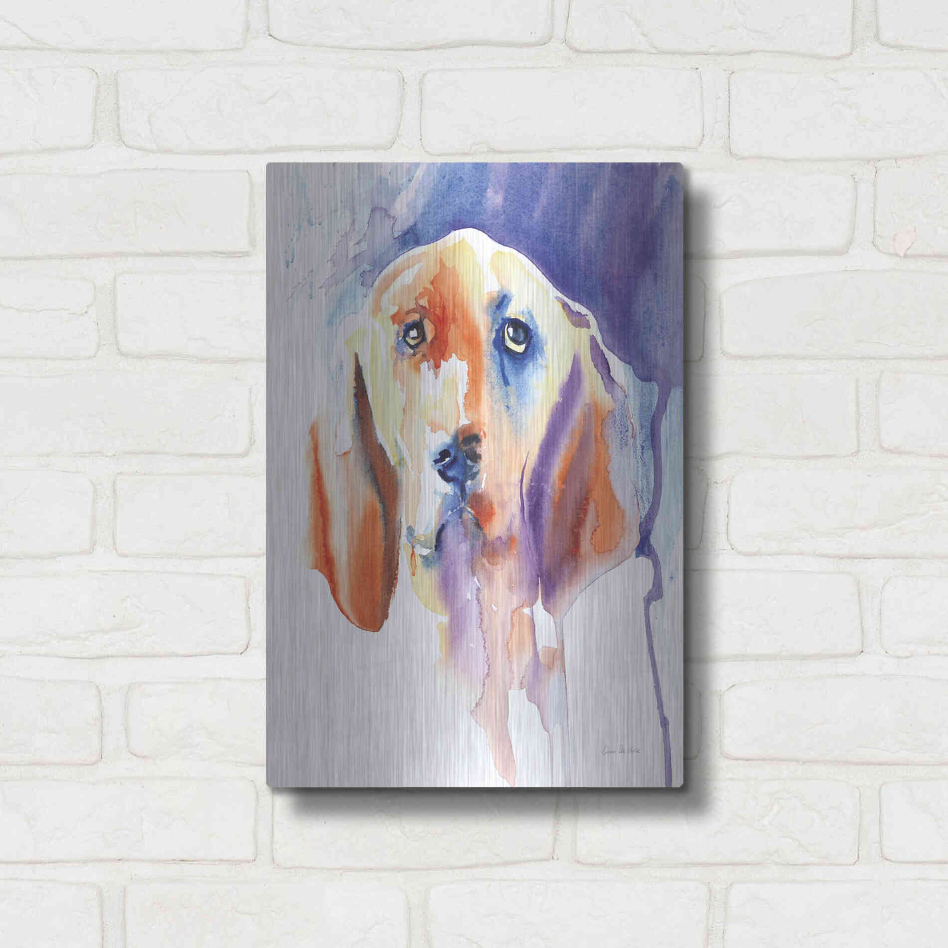 Luxe Metal Art 'Basset Hound' by Alan Majchrowicz, Metal Wall Art,12x16