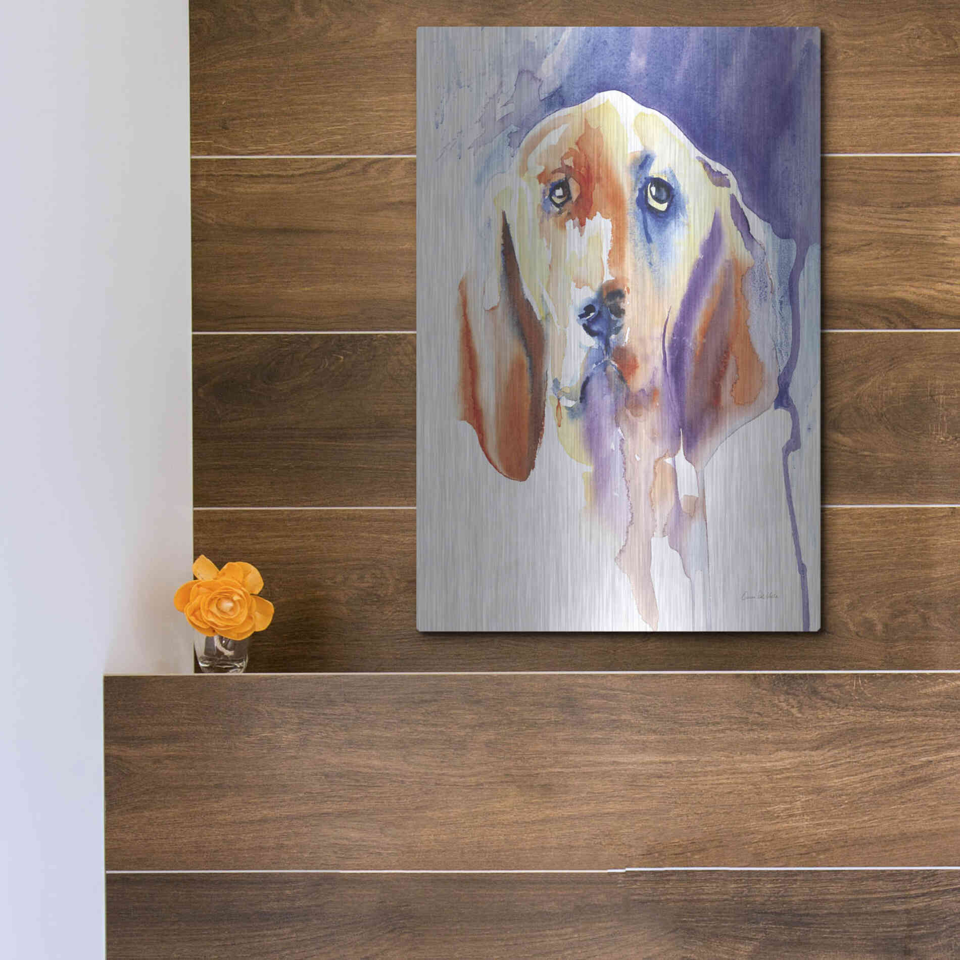 Luxe Metal Art 'Basset Hound' by Alan Majchrowicz, Metal Wall Art,12x16