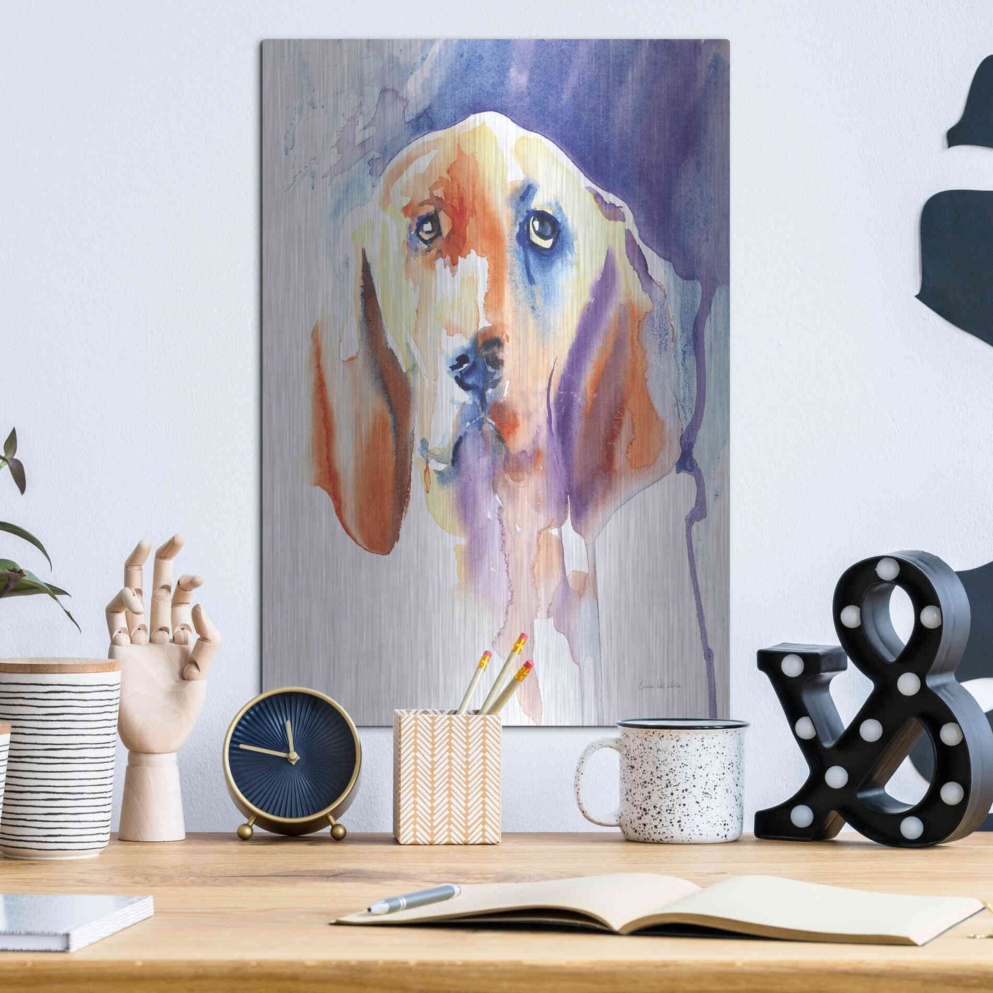 Luxe Metal Art 'Basset Hound' by Alan Majchrowicz, Metal Wall Art,12x16