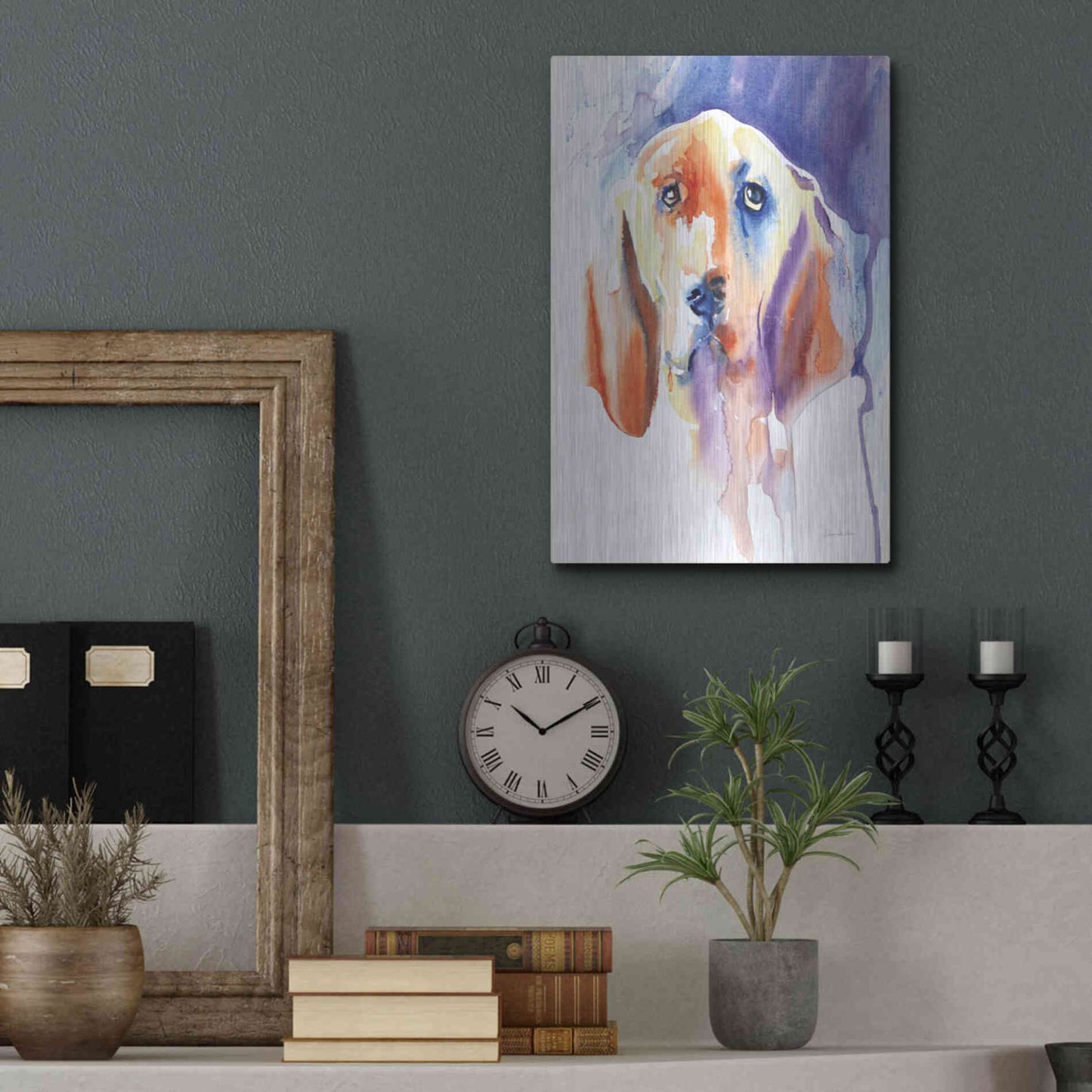 Luxe Metal Art 'Basset Hound' by Alan Majchrowicz, Metal Wall Art,12x16