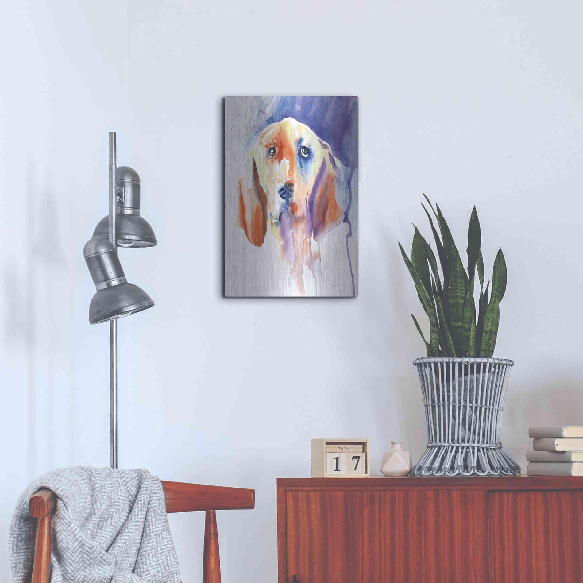 Luxe Metal Art 'Basset Hound' by Alan Majchrowicz, Metal Wall Art,16x24