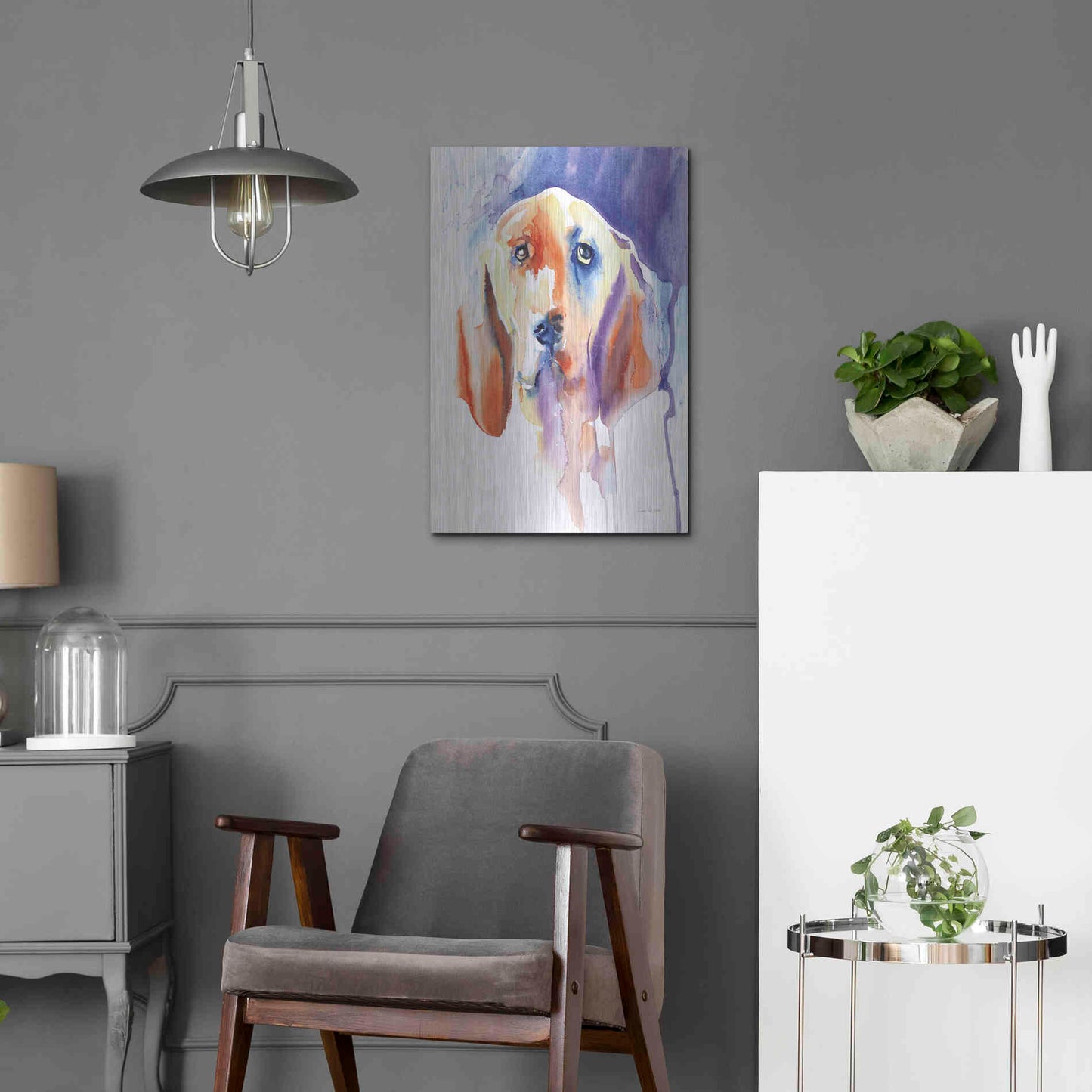 Luxe Metal Art 'Basset Hound' by Alan Majchrowicz, Metal Wall Art,16x24