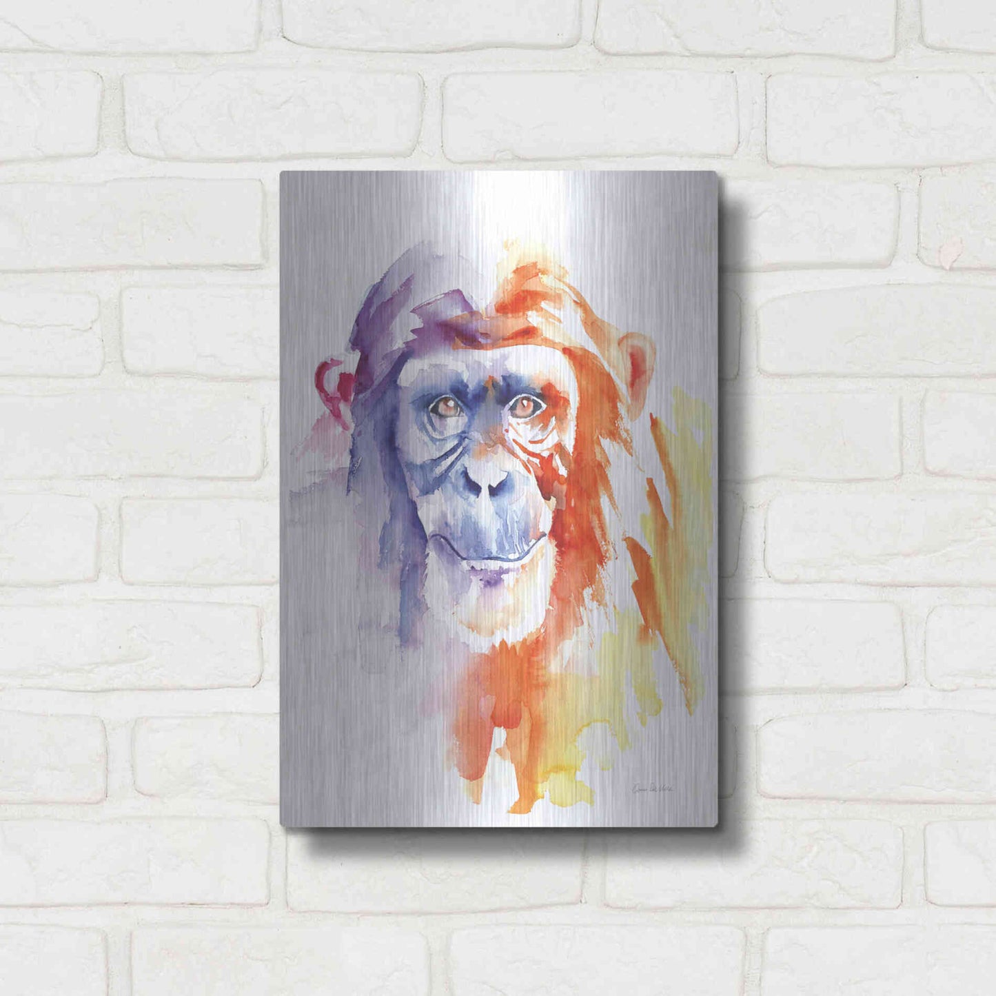 Luxe Metal Art 'Chimpanzee II' by Alan Majchrowicz, Metal Wall Art,12x16