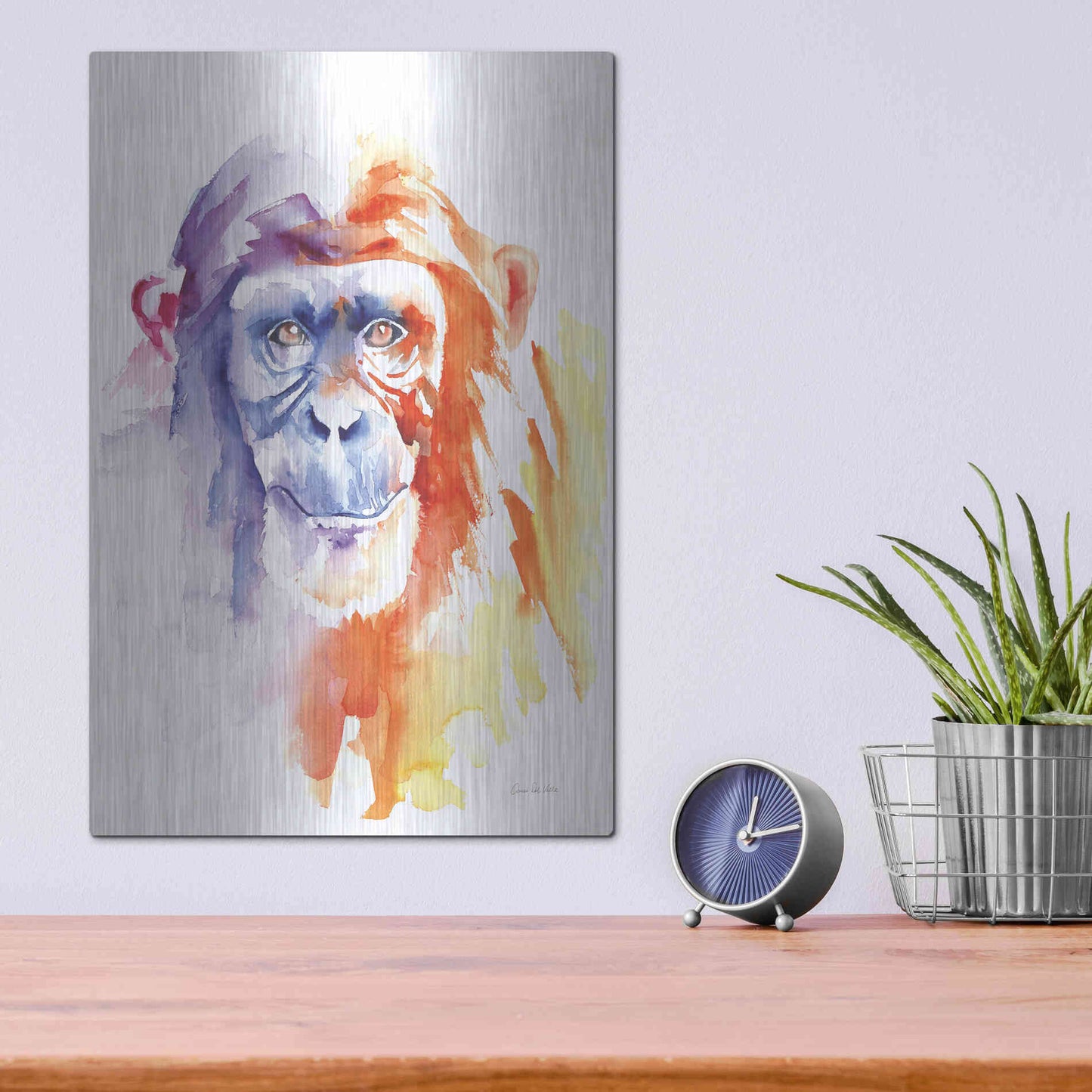 Luxe Metal Art 'Chimpanzee II' by Alan Majchrowicz, Metal Wall Art,12x16