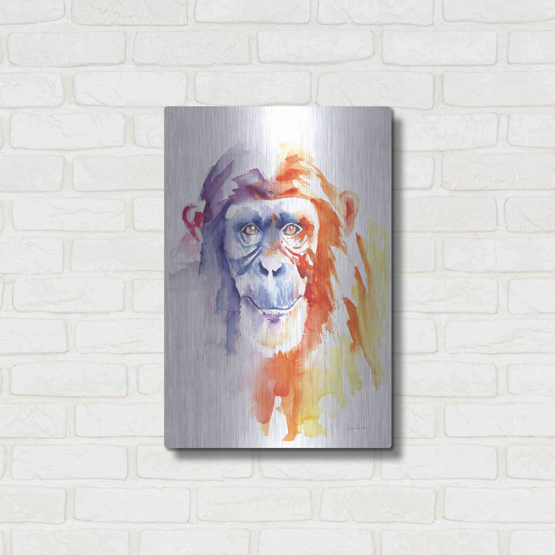 Luxe Metal Art 'Chimpanzee II' by Alan Majchrowicz, Metal Wall Art,16x24