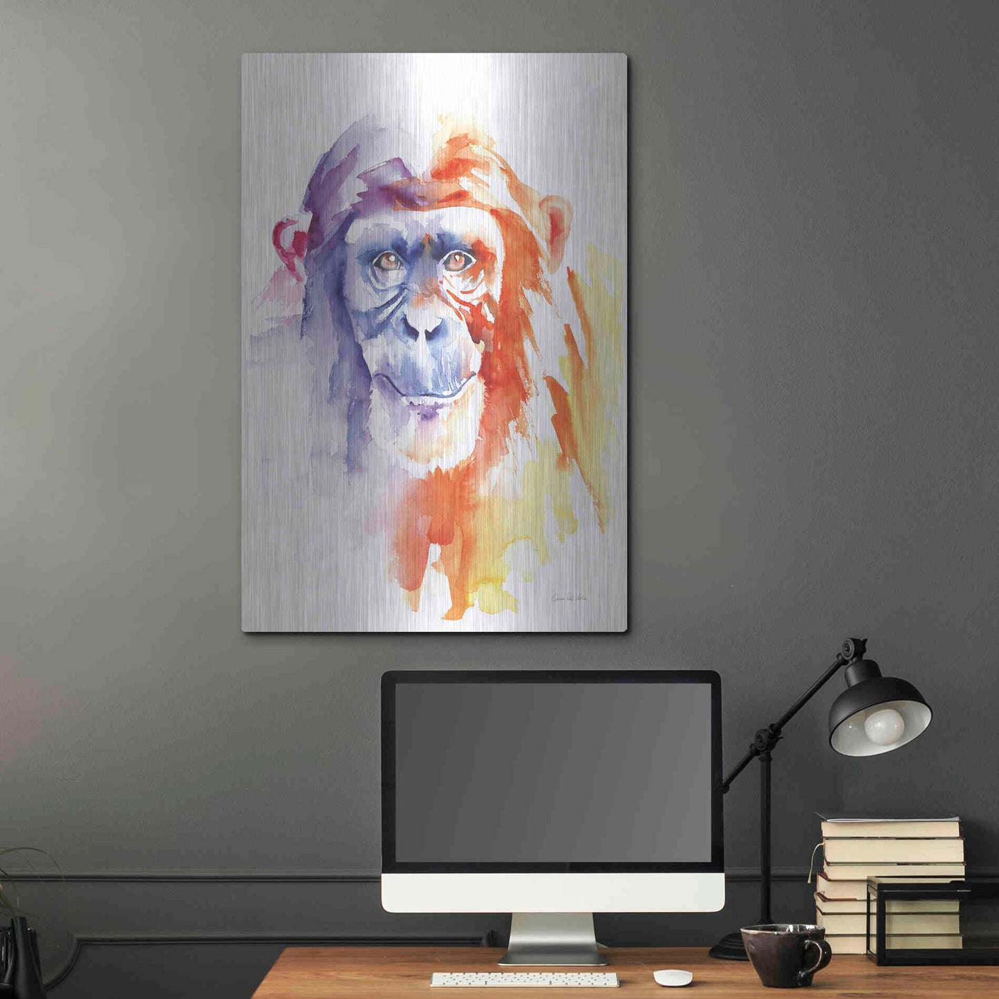 Luxe Metal Art 'Chimpanzee II' by Alan Majchrowicz, Metal Wall Art,24x36