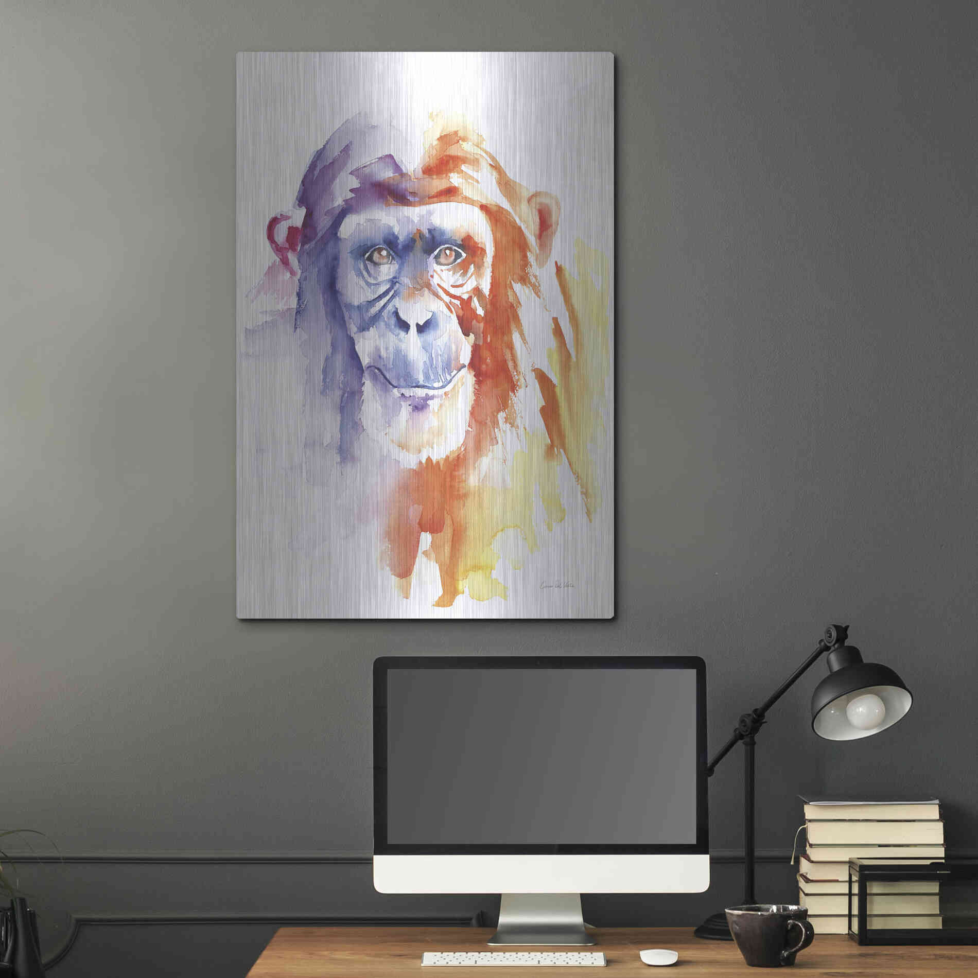 Luxe Metal Art 'Chimpanzee II' by Alan Majchrowicz, Metal Wall Art,24x36