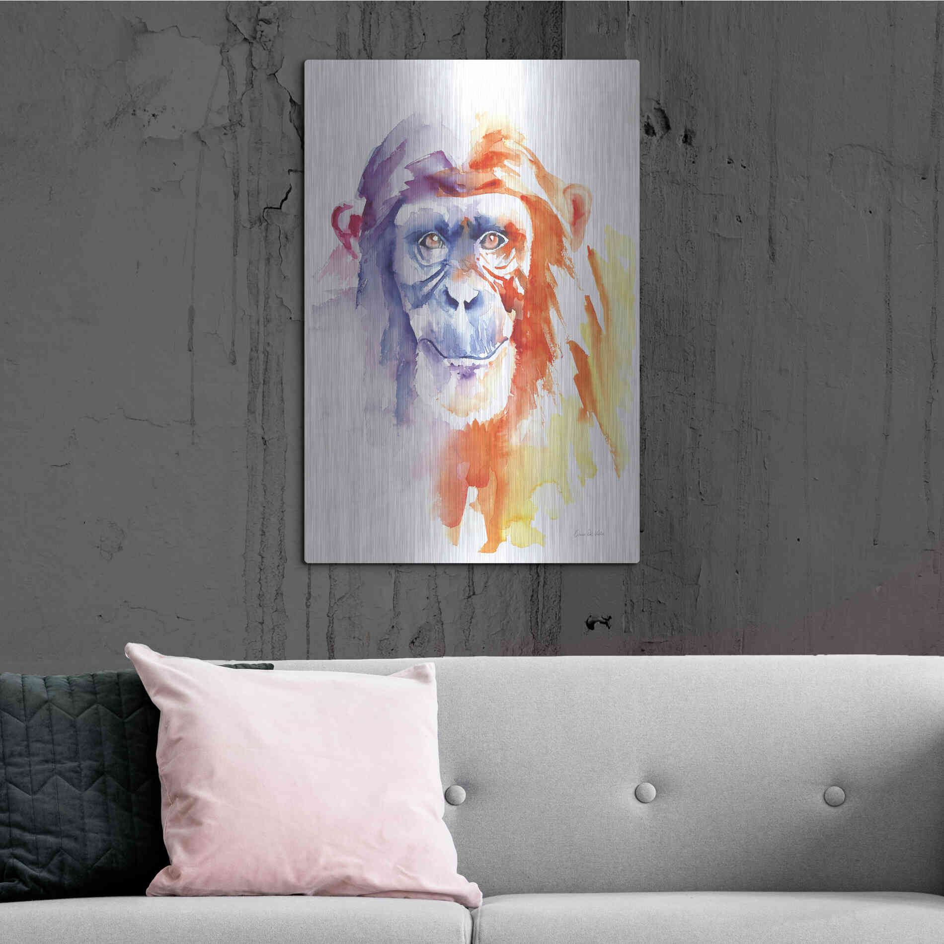 Luxe Metal Art 'Chimpanzee II' by Alan Majchrowicz, Metal Wall Art,24x36