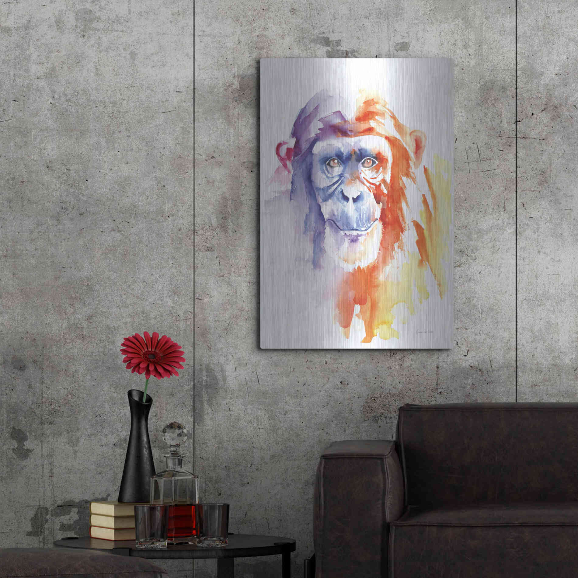 Luxe Metal Art 'Chimpanzee II' by Alan Majchrowicz, Metal Wall Art,24x36