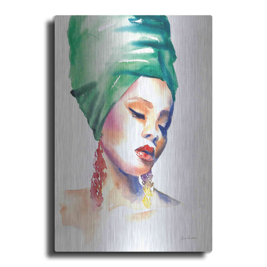 Luxe Metal Art 'Woman In Green' by Alan Majchrowicz, Metal Wall Art