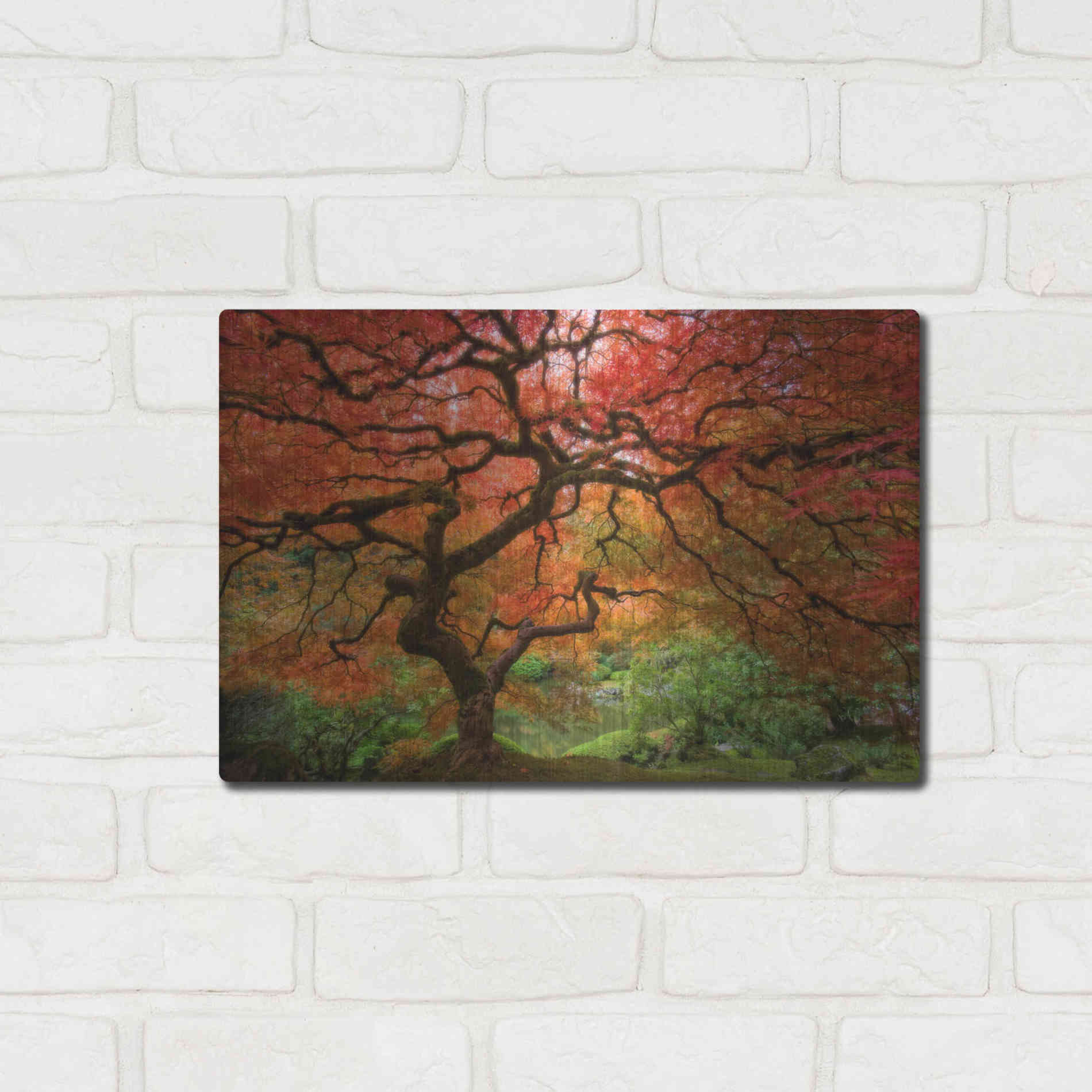 Luxe Metal Art 'Japenese Maple' by Jesse Estes, Metal Wall Art,16x12