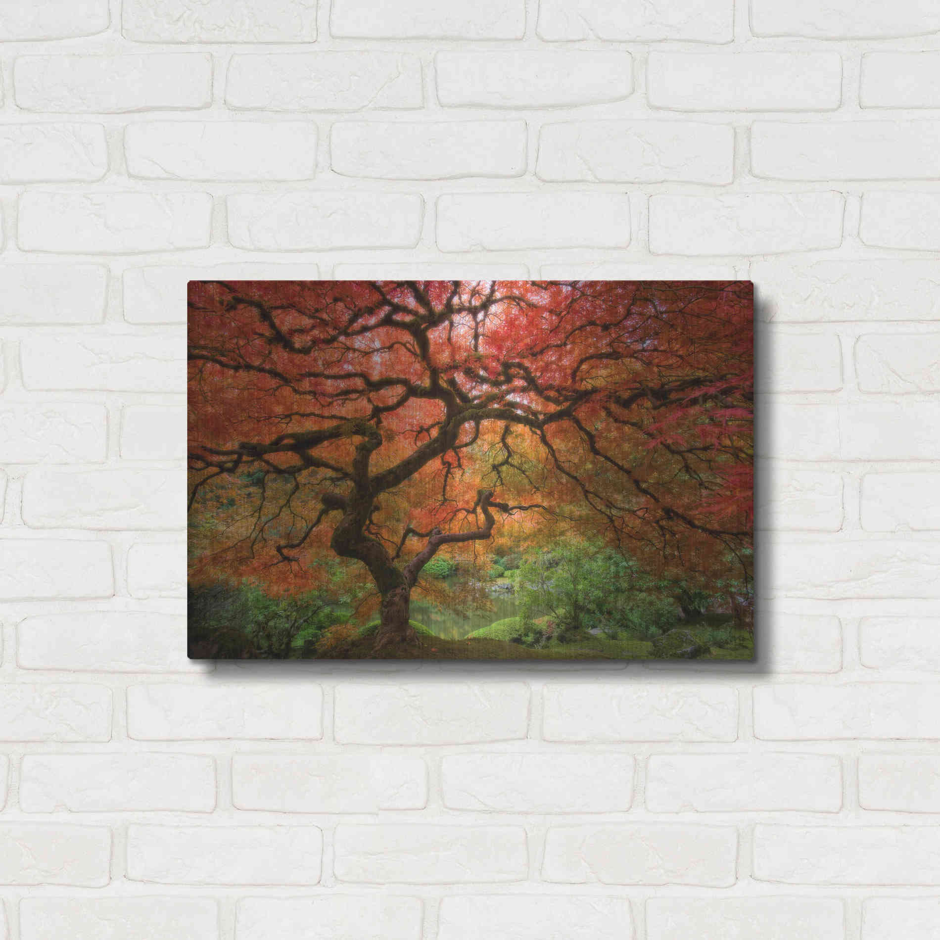 Luxe Metal Art 'Japenese Maple' by Jesse Estes, Metal Wall Art,24x16