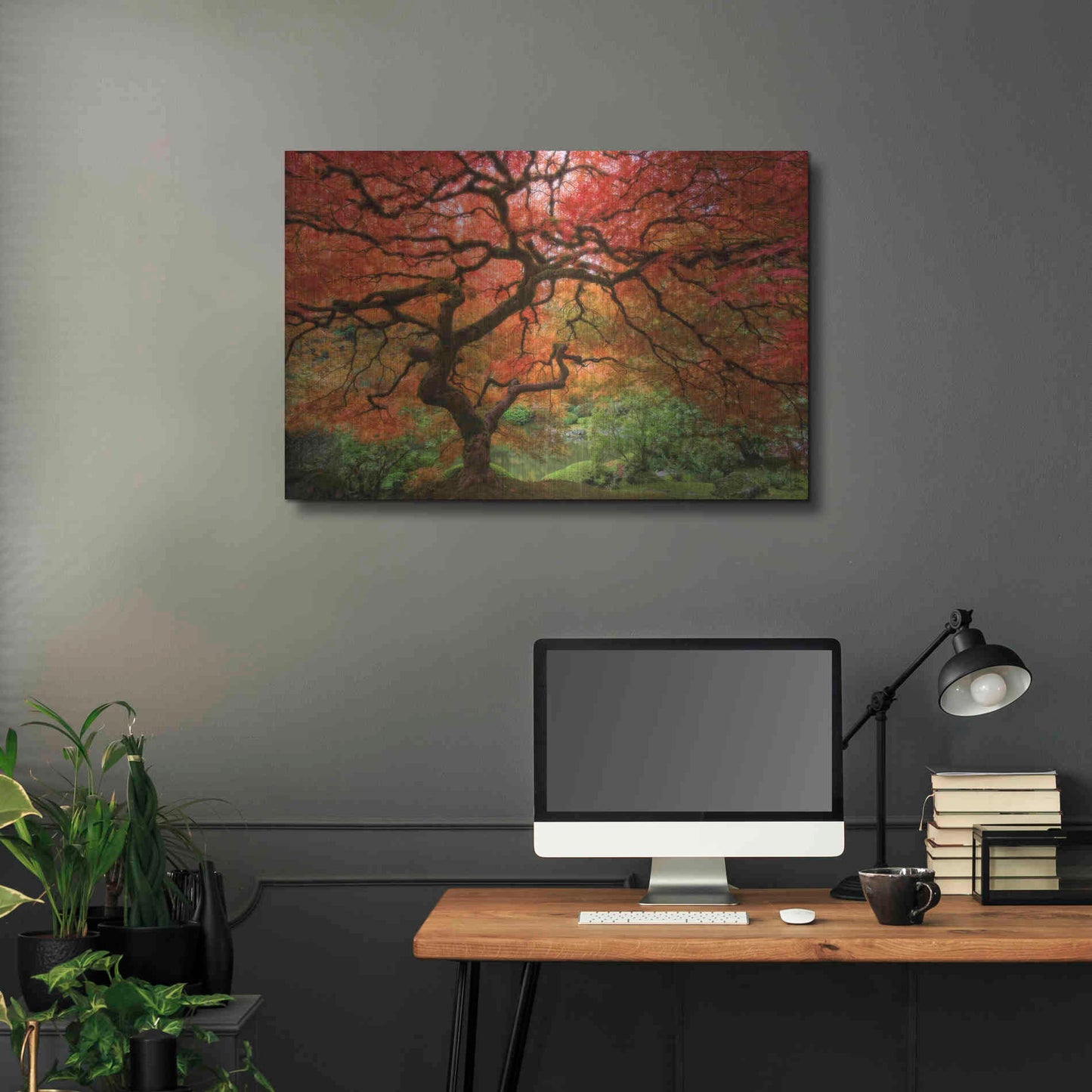 Luxe Metal Art 'Japenese Maple' by Jesse Estes, Metal Wall Art,36x24