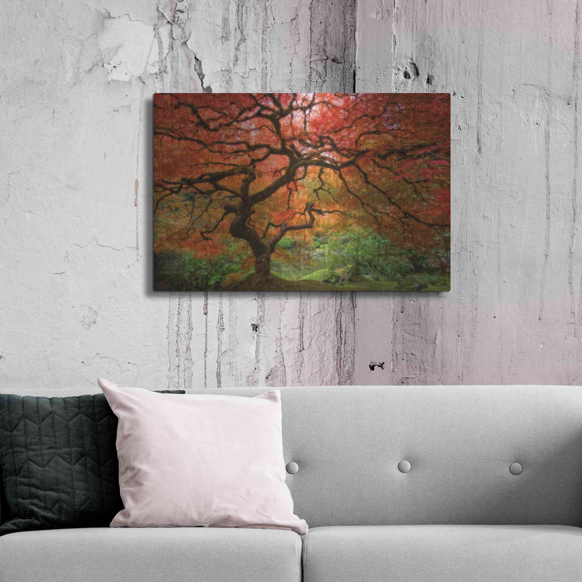 Luxe Metal Art 'Japenese Maple' by Jesse Estes, Metal Wall Art,36x24