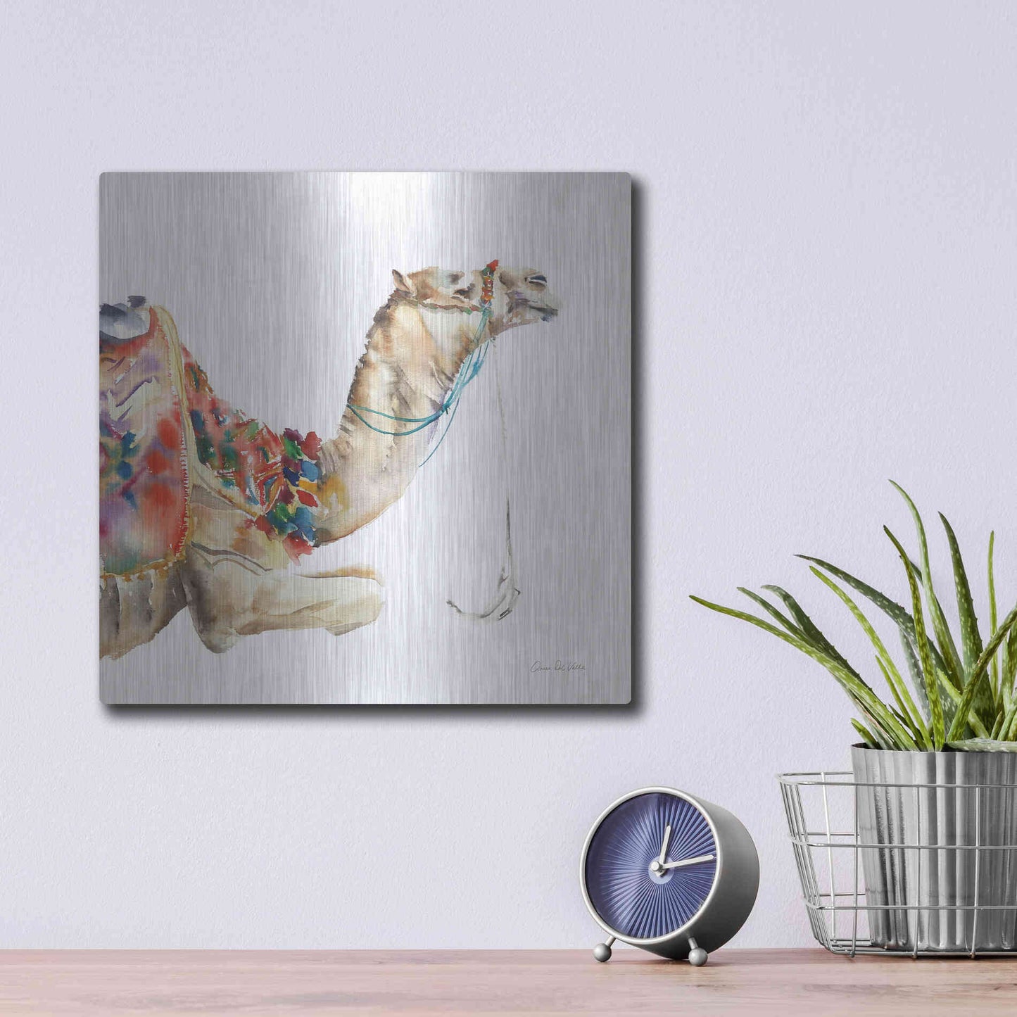 Luxe Metal Art 'Desert Camel I' by Alan Majchrowicz, Metal Wall Art,12x12