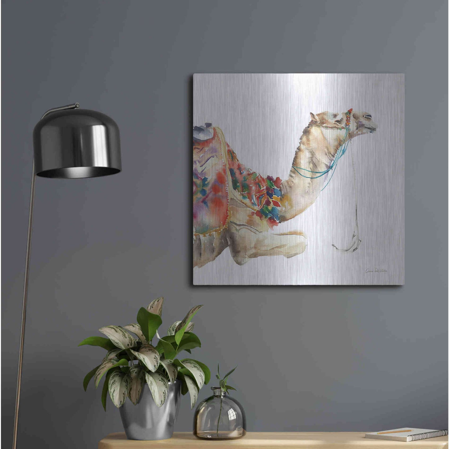 Luxe Metal Art 'Desert Camel I' by Alan Majchrowicz, Metal Wall Art,24x24