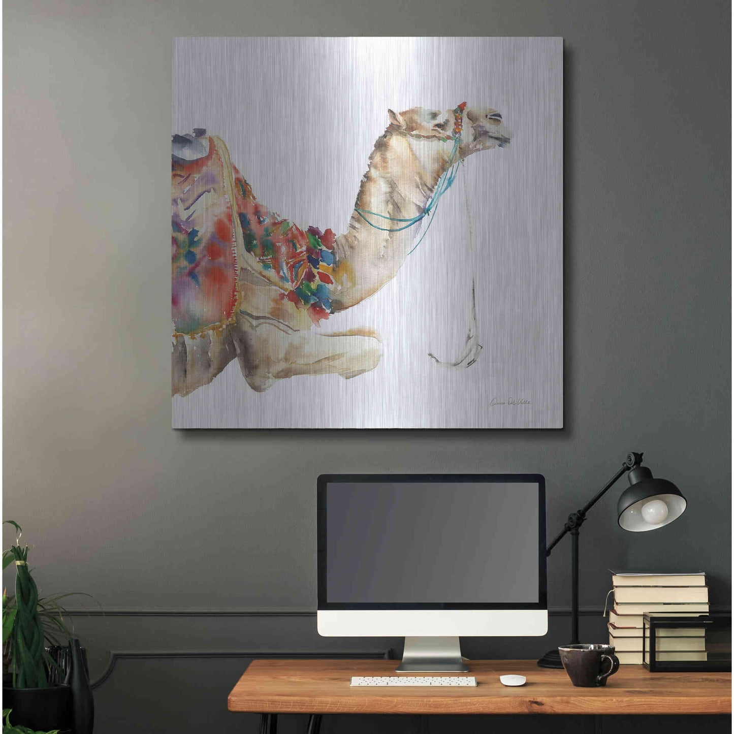 Luxe Metal Art 'Desert Camel I' by Alan Majchrowicz, Metal Wall Art,36x36