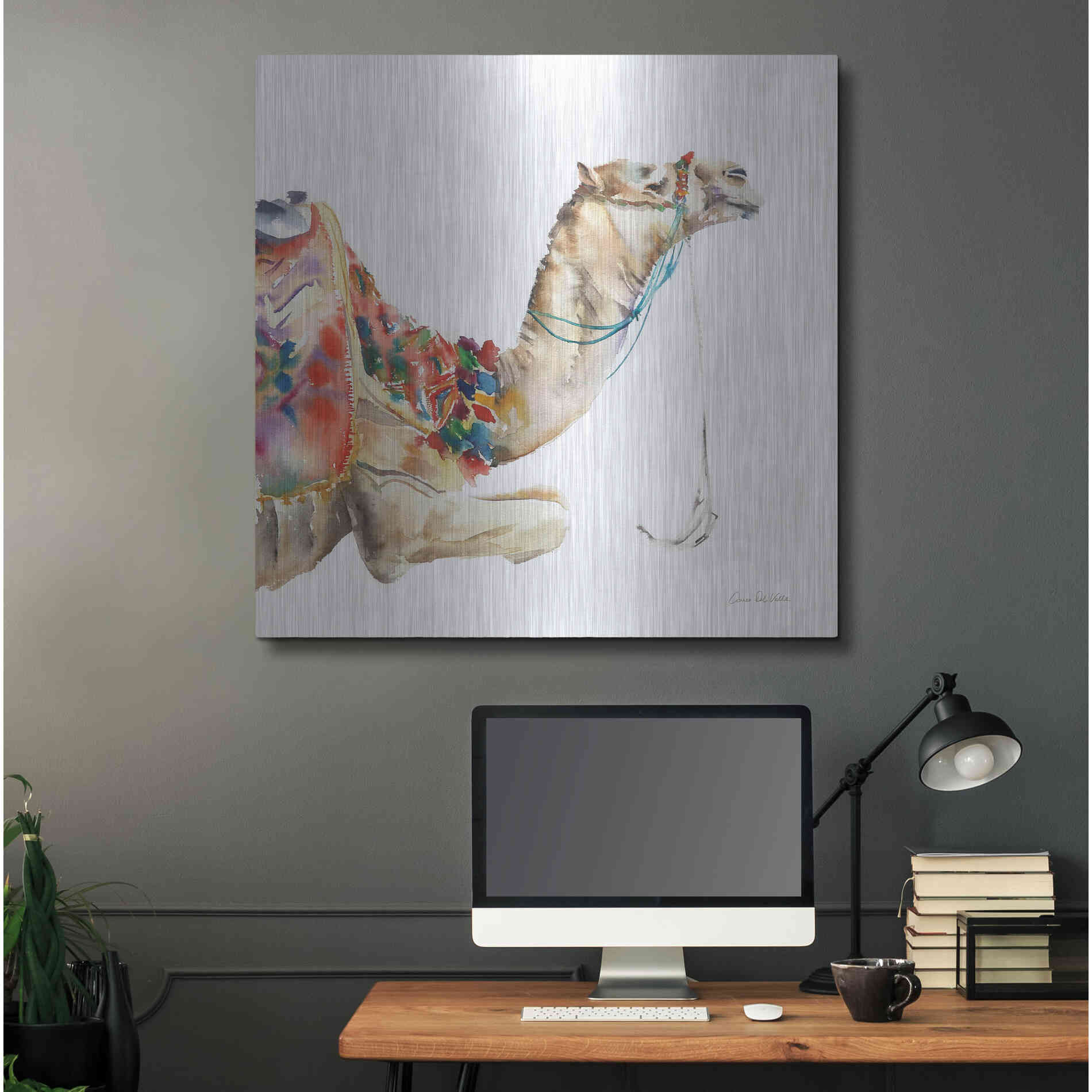 Luxe Metal Art 'Desert Camel I' by Alan Majchrowicz, Metal Wall Art,36x36