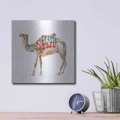 Luxe Metal Art 'Desert Camel II' by Alan Majchrowicz, Metal Wall Art,12x12