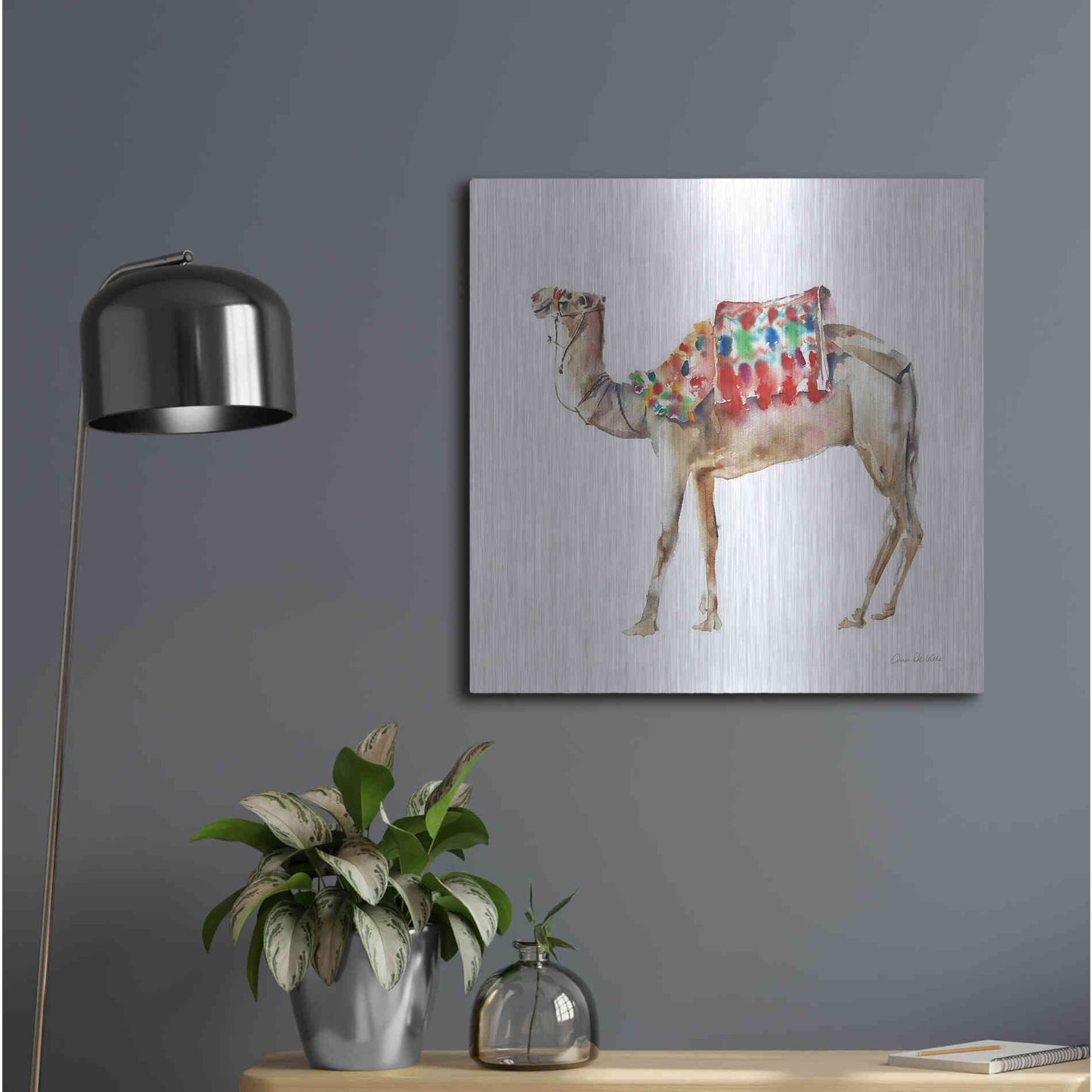 Luxe Metal Art 'Desert Camel II' by Alan Majchrowicz, Metal Wall Art,24x24