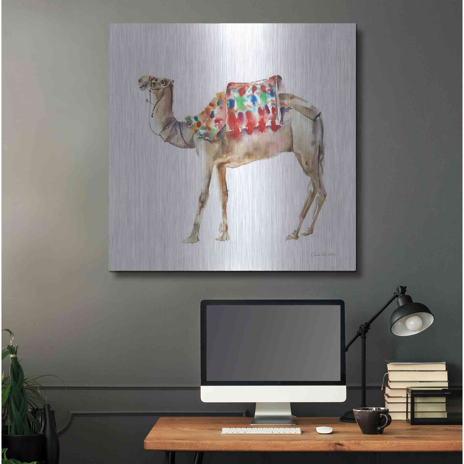 Luxe Metal Art 'Desert Camel II' by Alan Majchrowicz, Metal Wall Art,36x36